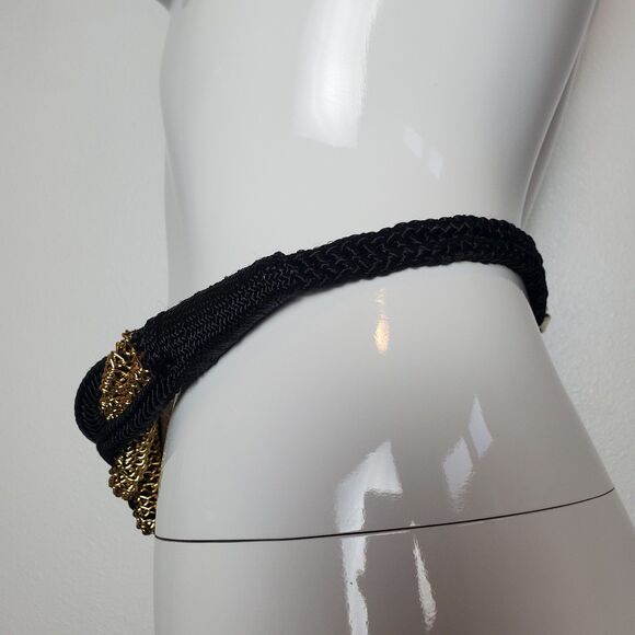 Vintage 80s Black and Gold Rope Belt
